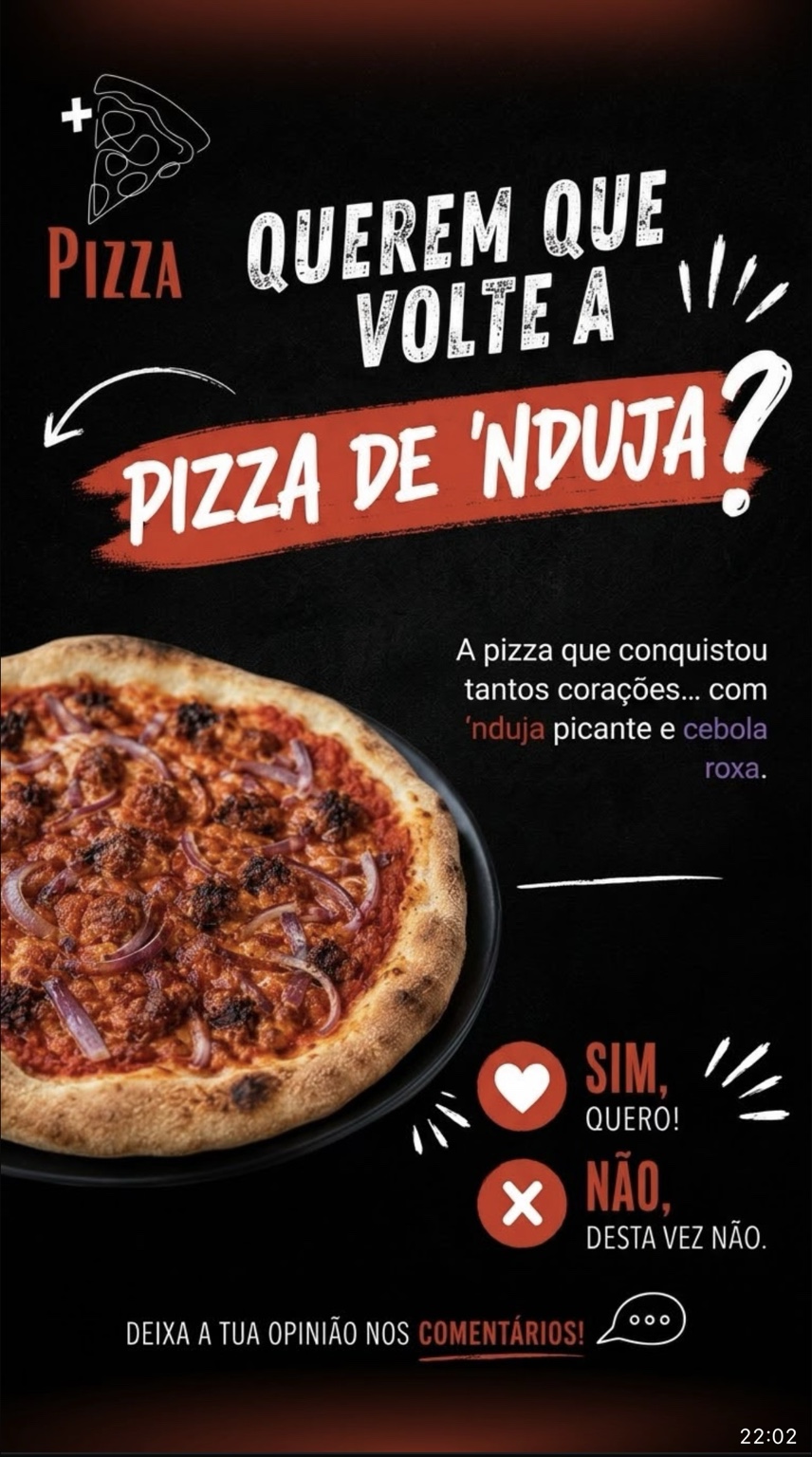 Pizza do mês com ’nduja picante e cebola roxa
